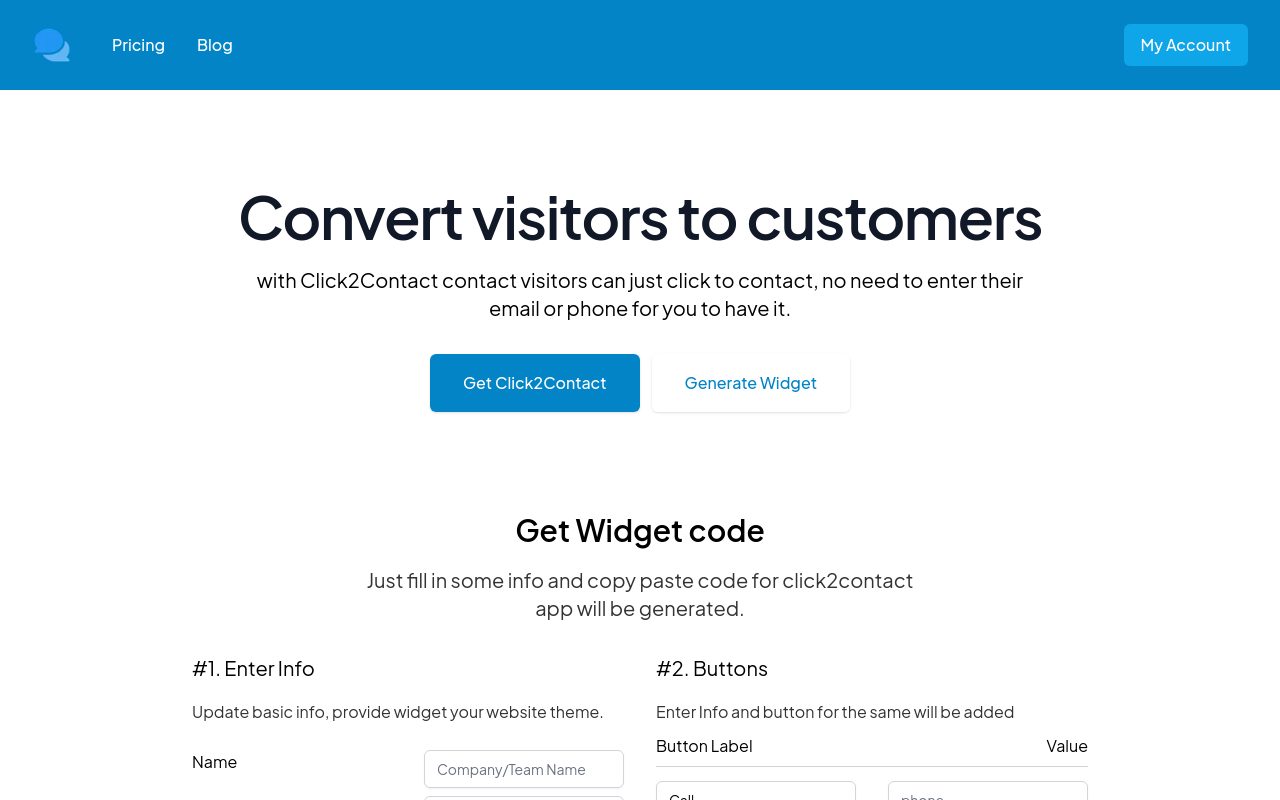 Click2Contact.app website