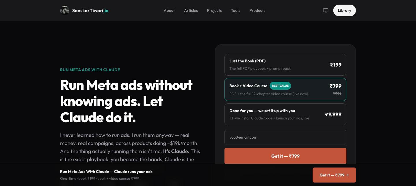 Sales landing page