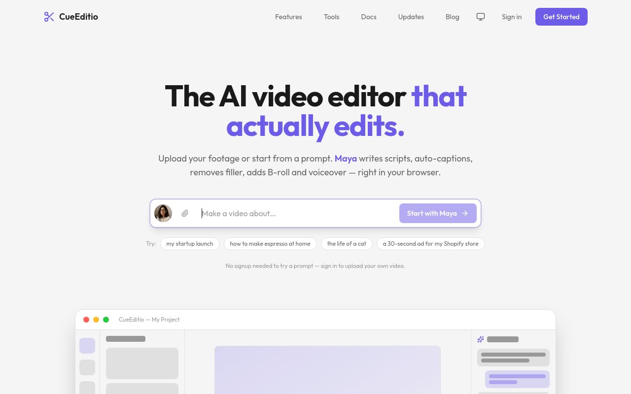 CueEdit.io website