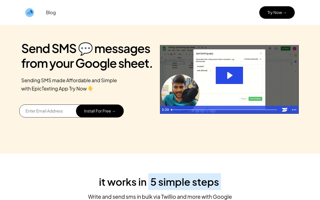 EpicTexting.app website