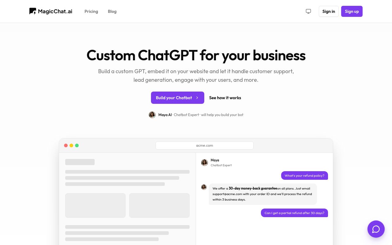 MagicChat.ai website